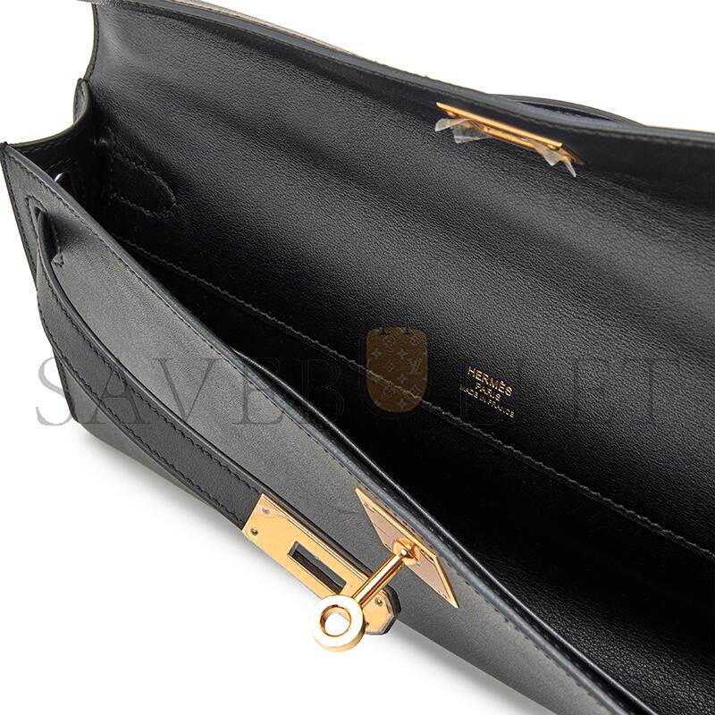 H**me5 black swift kelly cut gold hardware (31*13*2.5cm)